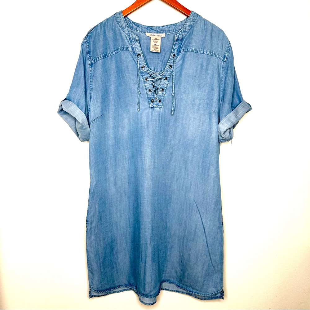 Philosophy Light Blue Lace-Up Mini Dress